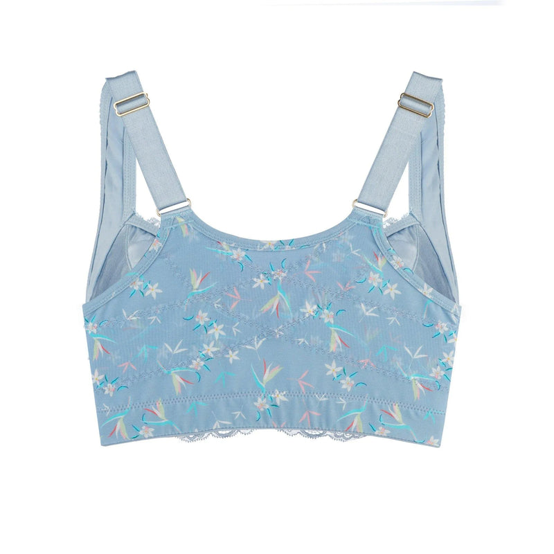 Back Support Silk & Organic Cotton Sports Bra (Floral Spritz & Lily white) - Juliemay Lingerie