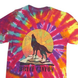 BODY RAGS Mens Multicolour Tie Dye Wolf Graphic T-Shirt S Short Sleeve Crew Neck
