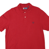 CHAPS Mens Red Short Sleeve Plain Polo Shirt M Classic Cotton Blend Comfort