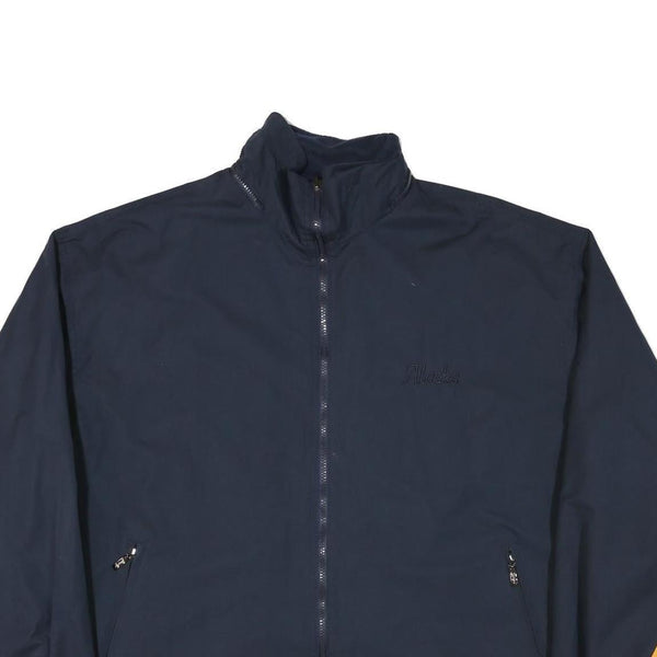 ALASKA Mens Navy Blue & Yellow Jacket XL Polyester Blend Plain Zip Casual