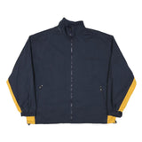 ALASKA Mens Navy Blue & Yellow Jacket XL Polyester Blend Plain Zip Casual