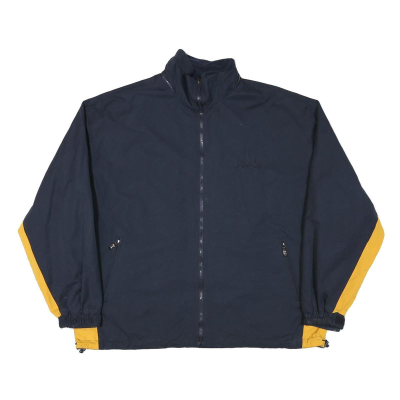 ALASKA Mens Navy Blue & Yellow Jacket XL Polyester Blend Plain Zip Casual