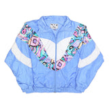 SUNTERRA Womens Blue Polyester Blend Zip Jacket L V Pattern Retro Style