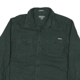 EDDIE BAUER Mens Green Cotton Blend Shirt L Classic Fit Button Pocket