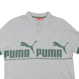PUMA Mens Grey & Dark Green Short Sleeve Cotton Blend Polo Shirt M Logo Print