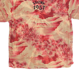LUCKY BEACH Mens Red & Beige Hawaiian Shirt S Bora Bora Embroidery Rayon Summer