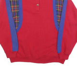 STUDIO SPORTIF Womens Red & Blue Sweatshirt M Button Neck Cotton Blend Comfort