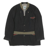 SCHNEIDERS Mens Black & Olivine Silk Blend Button Jacket XL Classic Plain
