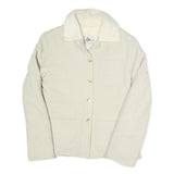 UNCLE SAM Womens Cream Long Sleeve Button Jacket L Cotton Blend Plain Casual