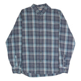 WRANGLER Mens Blue Check Shirt L Lightweight Cotton Blend Casual Button-Up