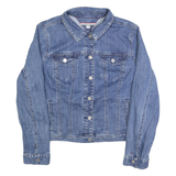 TOMMY HILFIGER Womens Blue Denim Jacket XL Cotton Classic Button Closure Casual