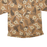 Mens Beige Cotton Blend Floral Print Casual Shirt M Short Sleeve Breathable