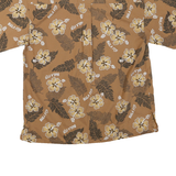 Mens Beige Cotton Blend Floral Print Casual Shirt M Short Sleeve Breathable