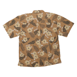 Mens Beige Cotton Blend Floral Print Casual Shirt M Short Sleeve Breathable