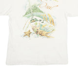 CARIBBEAN SOUL Mens White Graphic T-Shirt L Short Sleeve Crew Neck Tropical