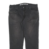 DICKIES Mens Cotton Blend Black Regular Straight Trousers W36 L30 Workwear