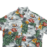 Mens Blue Green & Red Hawaiian Print Shirt M Casual Cotton Blend Summer