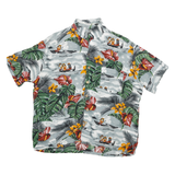 Mens Blue Green & Red Hawaiian Print Shirt M Casual Cotton Blend Summer