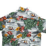 Mens Blue Green & Red Hawaiian Print Shirt M Casual Cotton Blend Summer