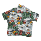 Mens Blue Green & Red Hawaiian Print Shirt M Casual Cotton Blend Summer