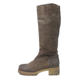 PRADA Womens Brown Leather Knee High Boots UK 5.5 Stylish Durable Footwear