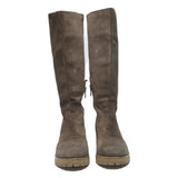 PRADA Womens Brown Leather Knee High Boots UK 5.5 Stylish Durable Footwear