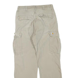 CARHARTT Mens Regular Beige Cotton Blend Cargo Trousers W32 L30 Workwear Zip