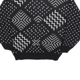 JANENITS Womens Black & White Patterned Jumper Crew Neck Basic Knit S Stylish