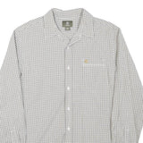 TIMBERLAND Mens White & Grey Check Shirt M Long Sleeve Cotton Blend Casual