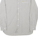 TIMBERLAND Mens White & Grey Check Shirt M Long Sleeve Cotton Blend Casual