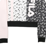 FILA Womens Pink & Black Floral Logo Crew Neck S Sweatshirt Pullover Crop Top