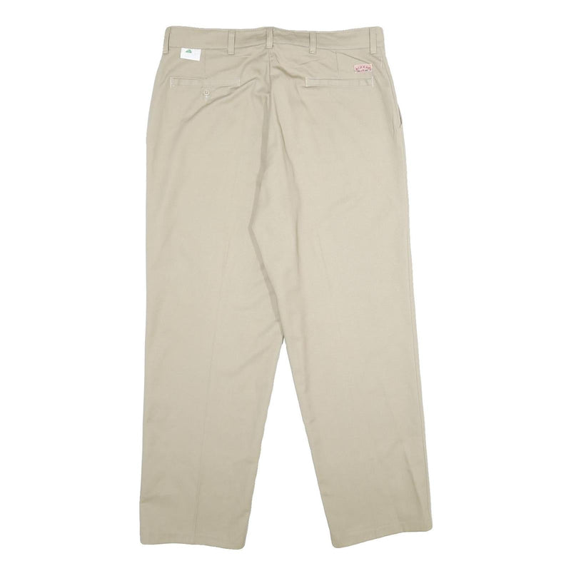 RED KAP Mens Polyester Blend Beige Regular Fit Straight Leg Trousers W36 L32