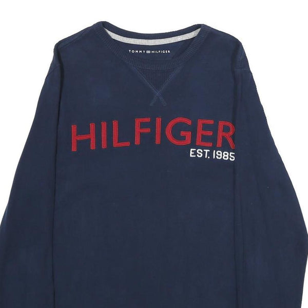 TOMMY HILFIGER Mens Blue Hilfiger Est 1985 Crew Neck XS Sweatshirt Cotton