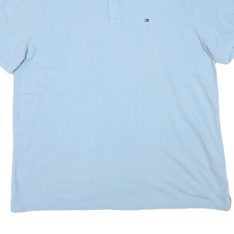 TOMMY HILFIGER Mens Blue Short Sleeve Plain Polo Shirt XL Casual Classic Fit