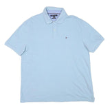 TOMMY HILFIGER Mens Blue Short Sleeve Plain Polo Shirt XL Casual Classic Fit