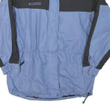 COLUMBIA Womens Blue & Black Outdoor Jacket L Polyester Blend Zip Warm Casual