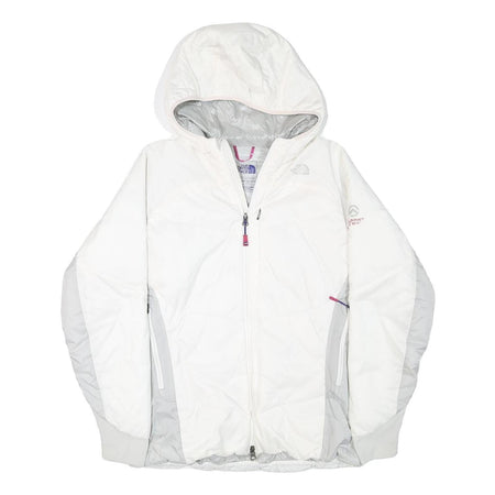 THE NORTH FACE Womens White & Light Grey Summit Series Hooded Jacket L Polyester