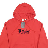 LEVI'S Mens Red Hoodie S Cotton Blend Pullover Hooded Sweatshirt