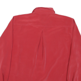DELMOD Womens Red Shirt L Button Front Silk Classic Collar Long Sleeve