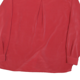 DELMOD Womens Red Shirt L Button Front Silk Classic Collar Long Sleeve