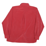DELMOD Womens Red Shirt L Button Front Silk Classic Collar Long Sleeve