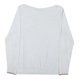 TOMMY HILFIGER Mens White Plain Cotton Blend Jumper Crew Neck Tight Knit M