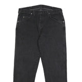 WRANGLER Mens Black Regular Straight Denim Dark W36 L30 Cotton Zip Jeans
