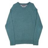TOMMY HILFIGER Mens Blue Plain Crew Neck Basic Knit Jumper M Wool Blend
