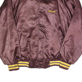 HARTWELL Mens Brown & Yellow Varsity Button Jacket L Polyester Woven Plain