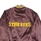 HARTWELL Mens Brown & Yellow Varsity Button Jacket L Polyester Woven Plain