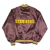 HARTWELL Mens Brown & Yellow Varsity Button Jacket L Polyester Woven Plain