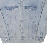 66 GIRLS Womens Blue Denim Jacket L Cotton Blend Button Front Classic Casual