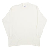 DAMART Womens White Plain Crew Neck Jumper Basic Knit L Soft Knitwear