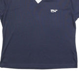 REEBOK Womens Navy Blue & White V-Neck Short Sleeve T-Shirt M Sportswear